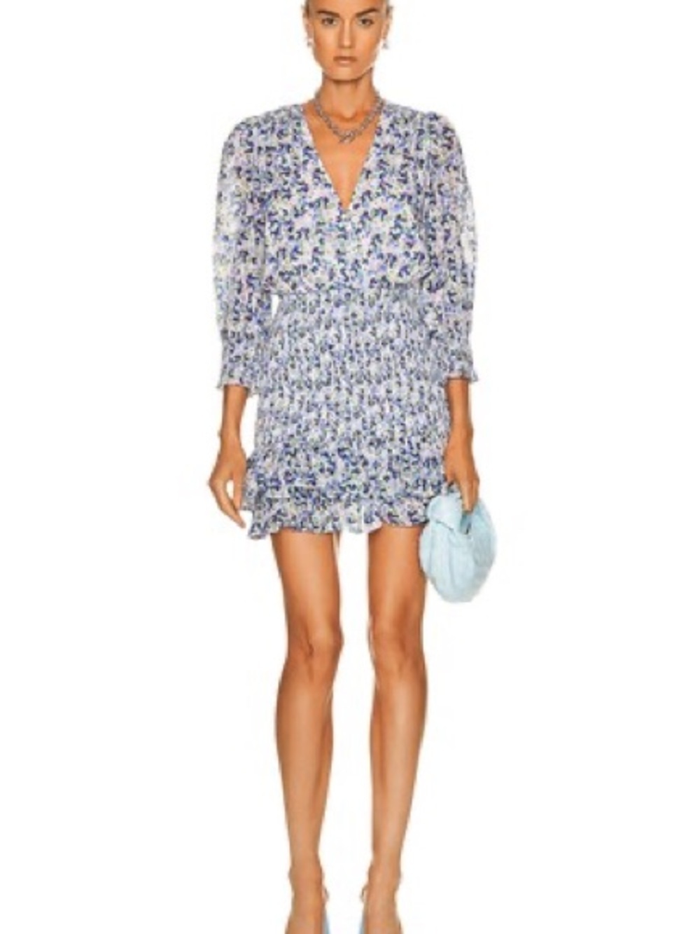 Veronica Beard Women's Cobalt multi Darrah Smocked Floral Mini Dress - Picture 2 of 11